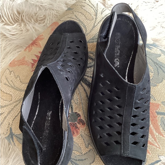Romika Shoes Romika Perforated Wedge Velcro Srrap Size 39 Made In